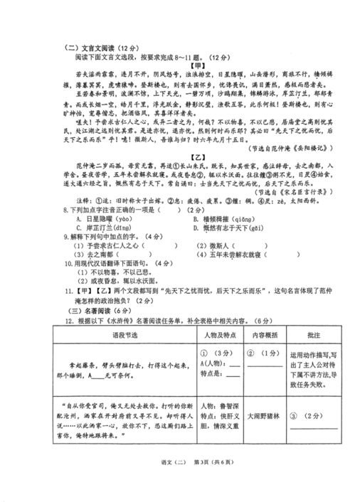 2023年海南省?？谑械谑闹袑W集團初中學業水平模擬考試 二 語文試題 圖片版無答案